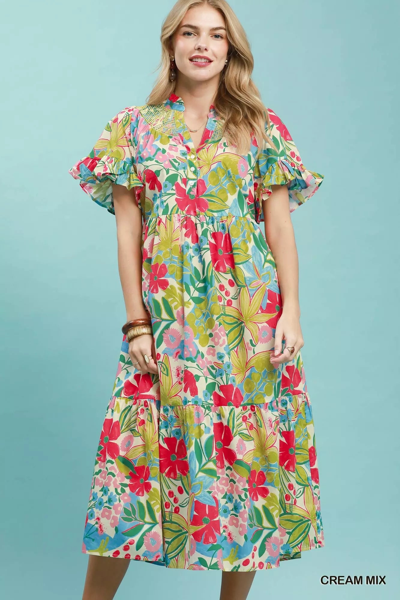 Women's tropical floral midi dress from Niobe Clothing