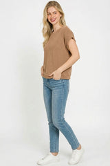 Trendsi Zenana Raised Rib Cap Sleeve Top -