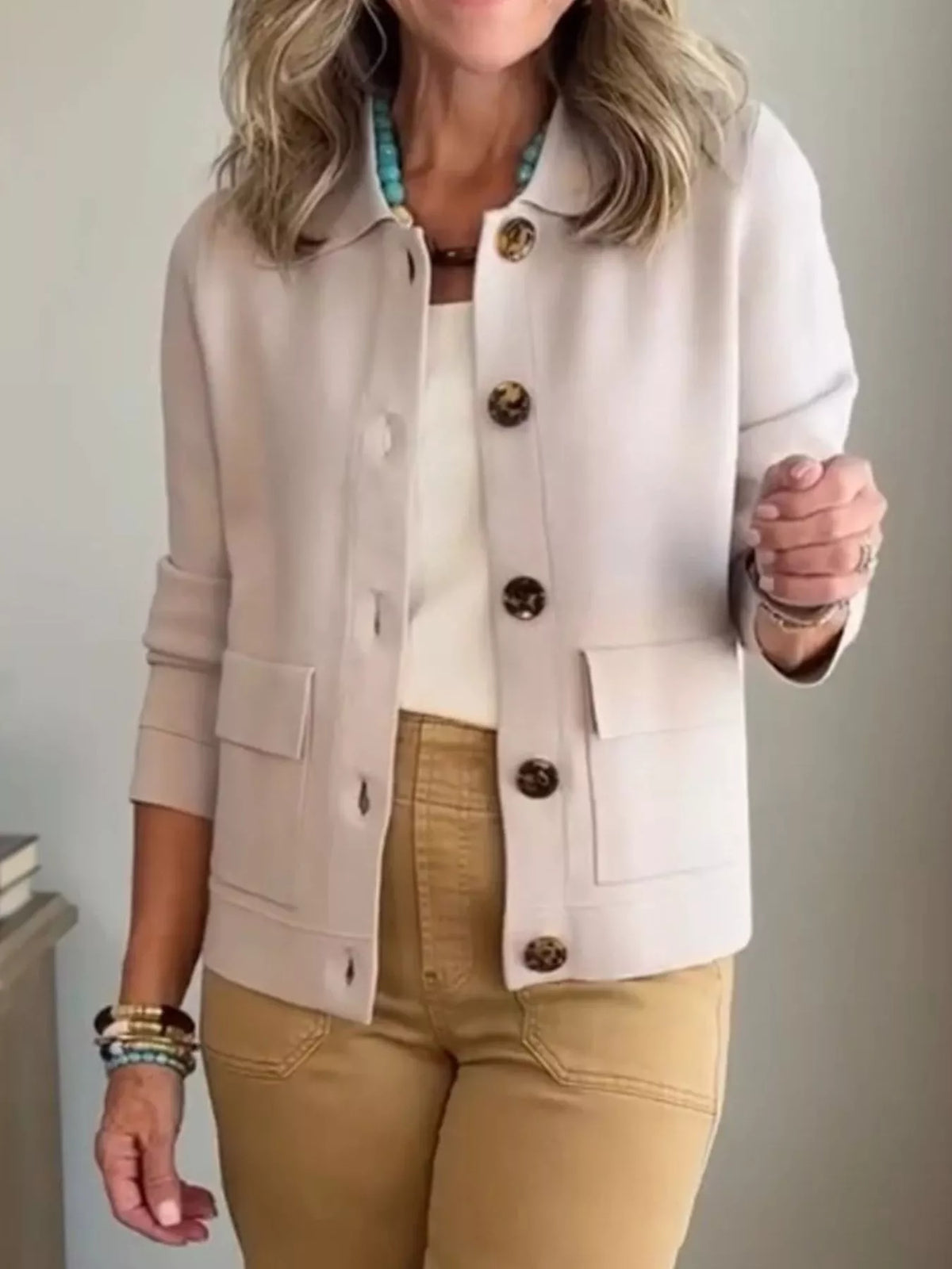 Trendsi Full Size Long Sleeve Button-Down Outerwear Plus Size -