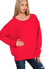 Trendsi Zenana Fleece Boat Neck Sweatshirt -