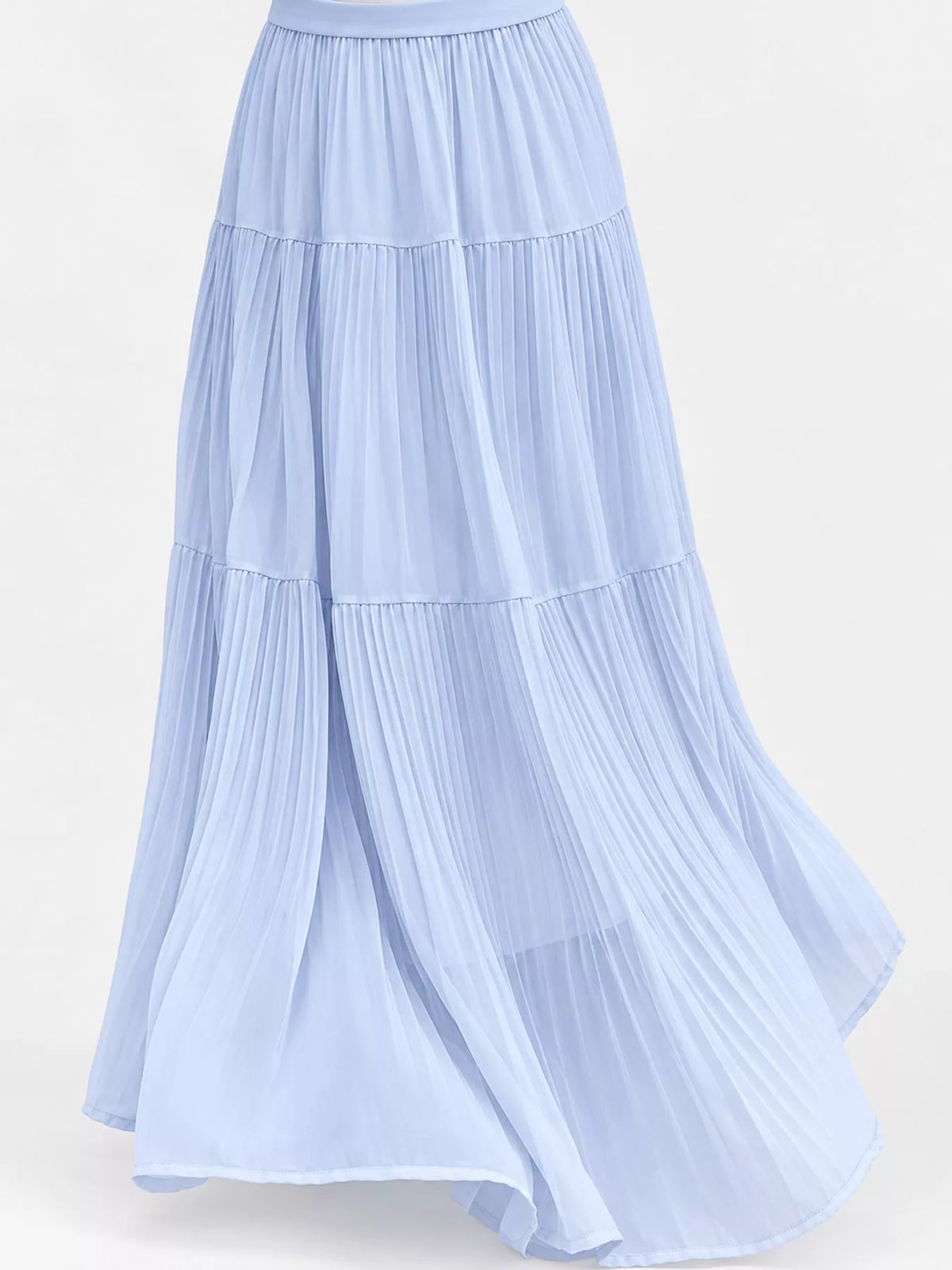 High-Waisted Tiered Pleated Maxi Skirt, front view