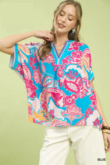 Trendsi Umgee Abstract Print Oversized Top - Shirts