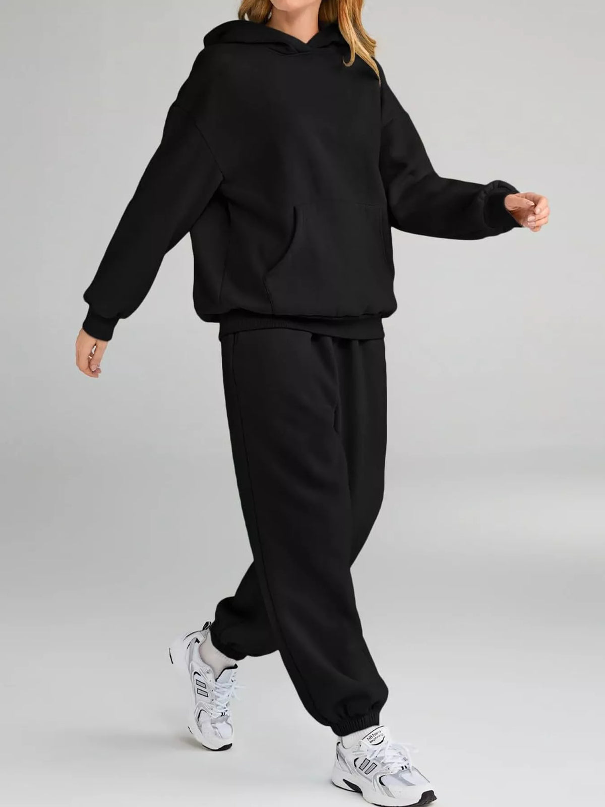 Kangaroo Pocket Hoodie and Joggers Set — front view