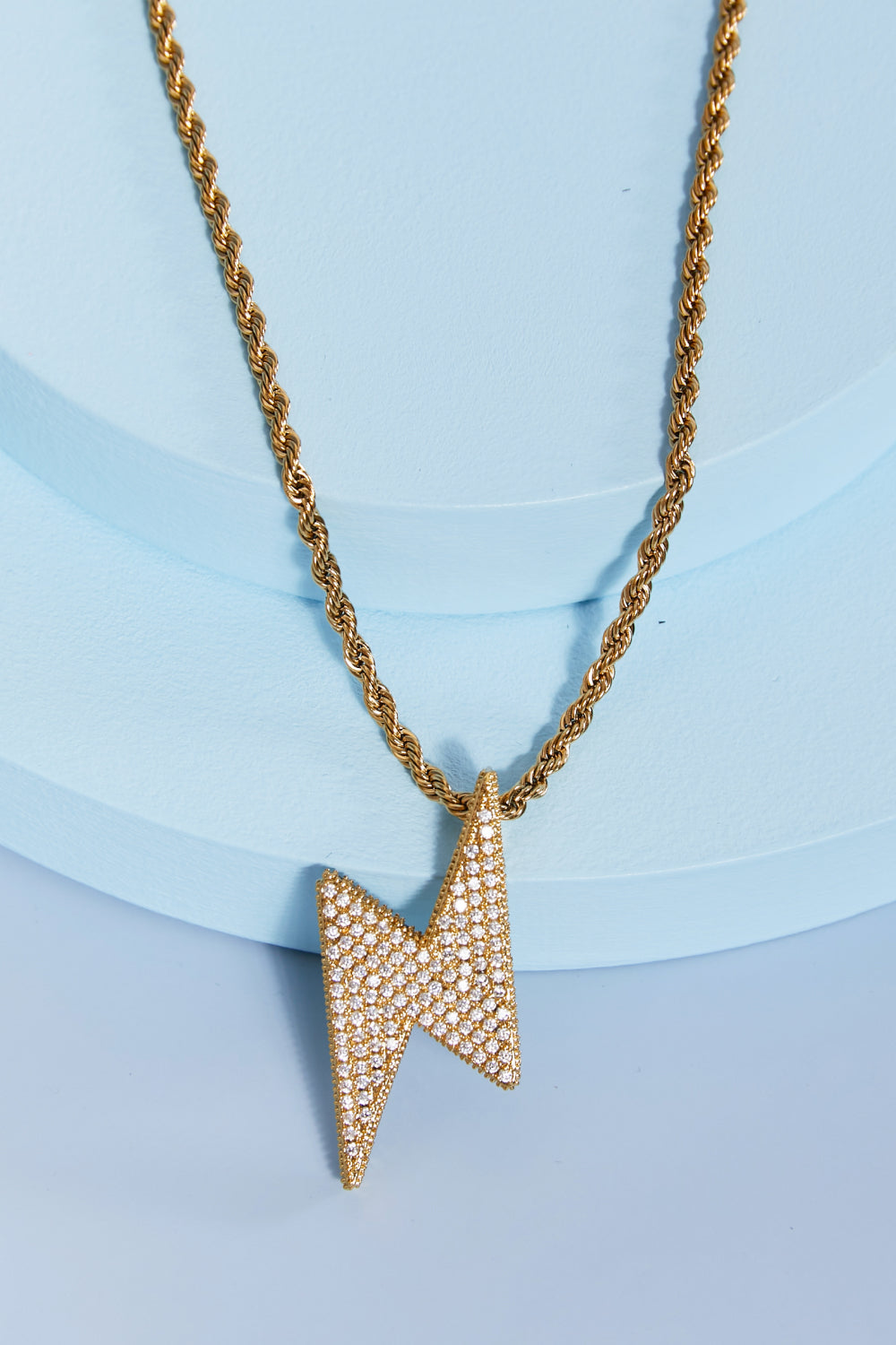Women's Lightning Pendant Necklace Brass Cubic Zirconia Twisted Chain — product view 1
