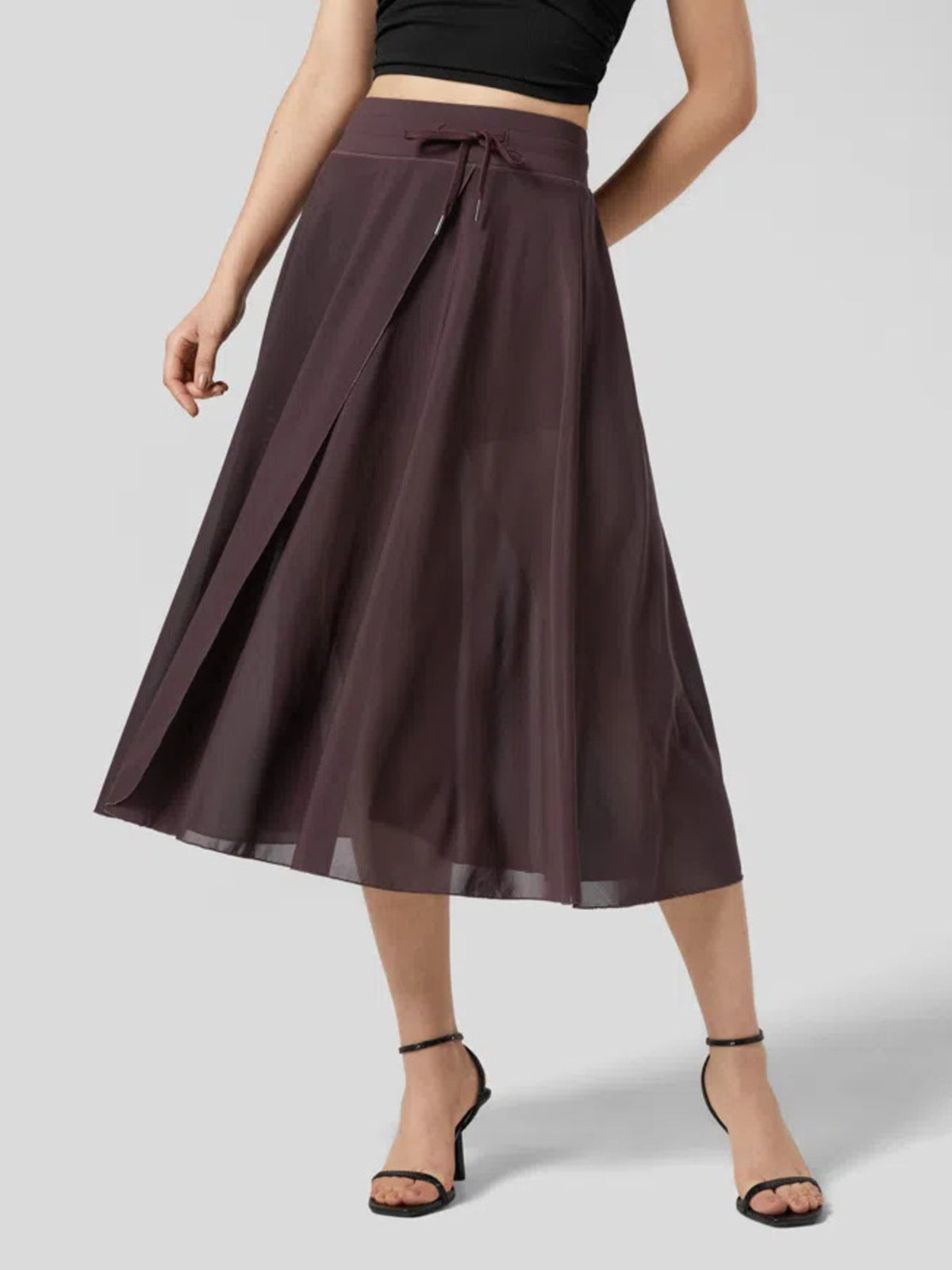 Trendsi Slit Flowy Skirt with Shorts Liner -