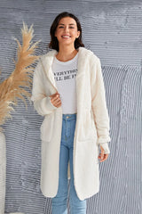 Trendsi Double Take Full Size Hooded Teddy Bear Jacket with Thumbholes - Outerwear