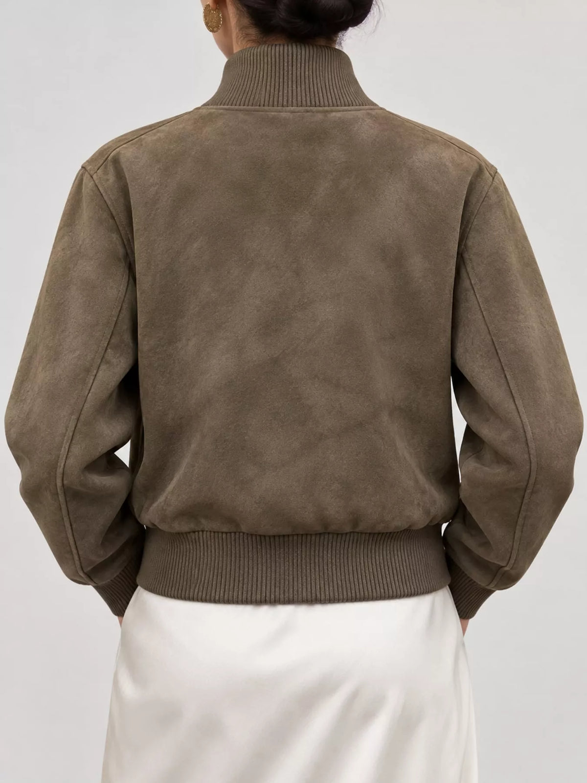 Suede Zip-Up Pocket Jacket — back view