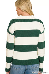 Trendsi Zenana Striped Collared Sweater - Shirts
