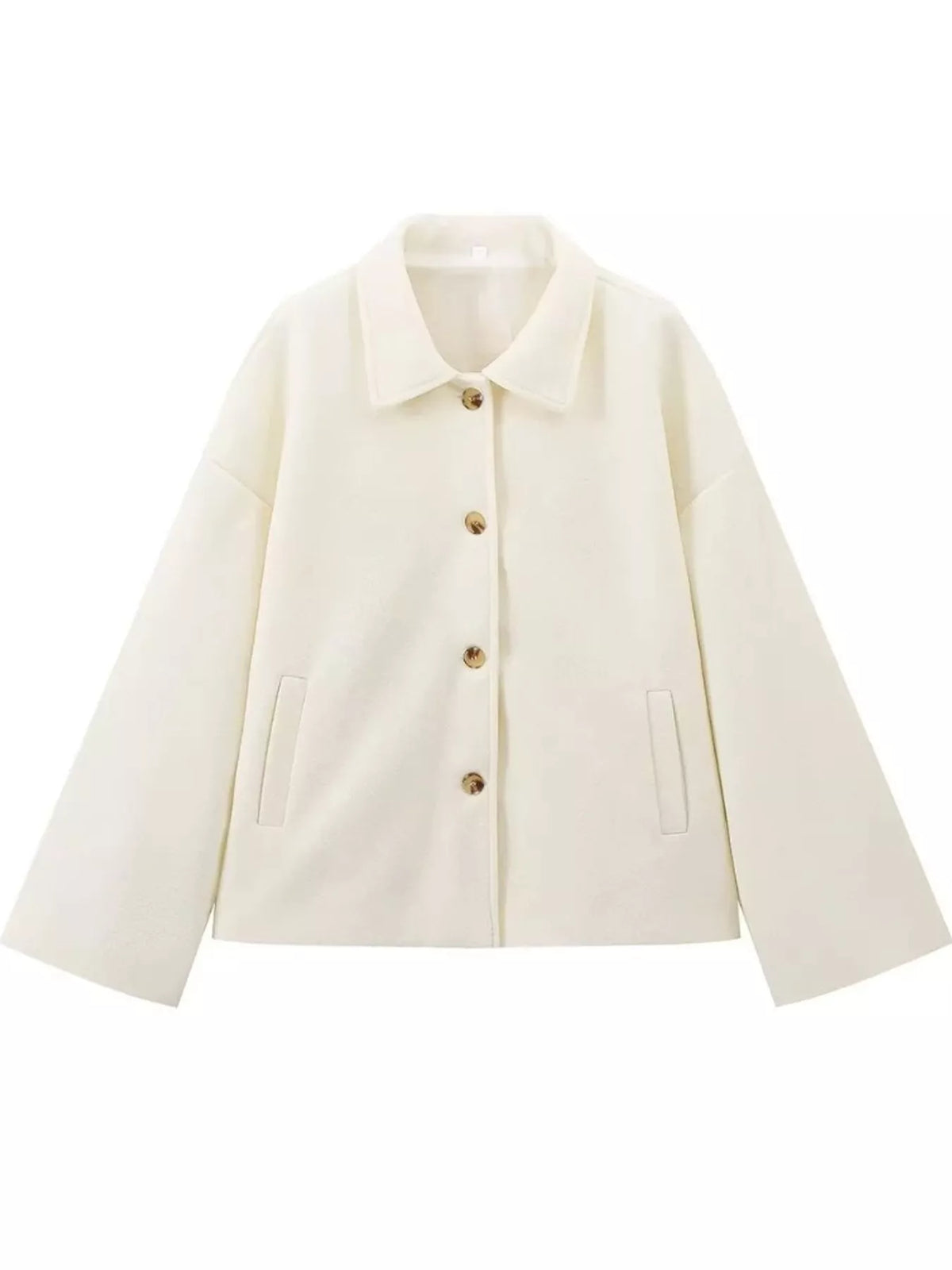 Button-up jacket, ivory hanging front