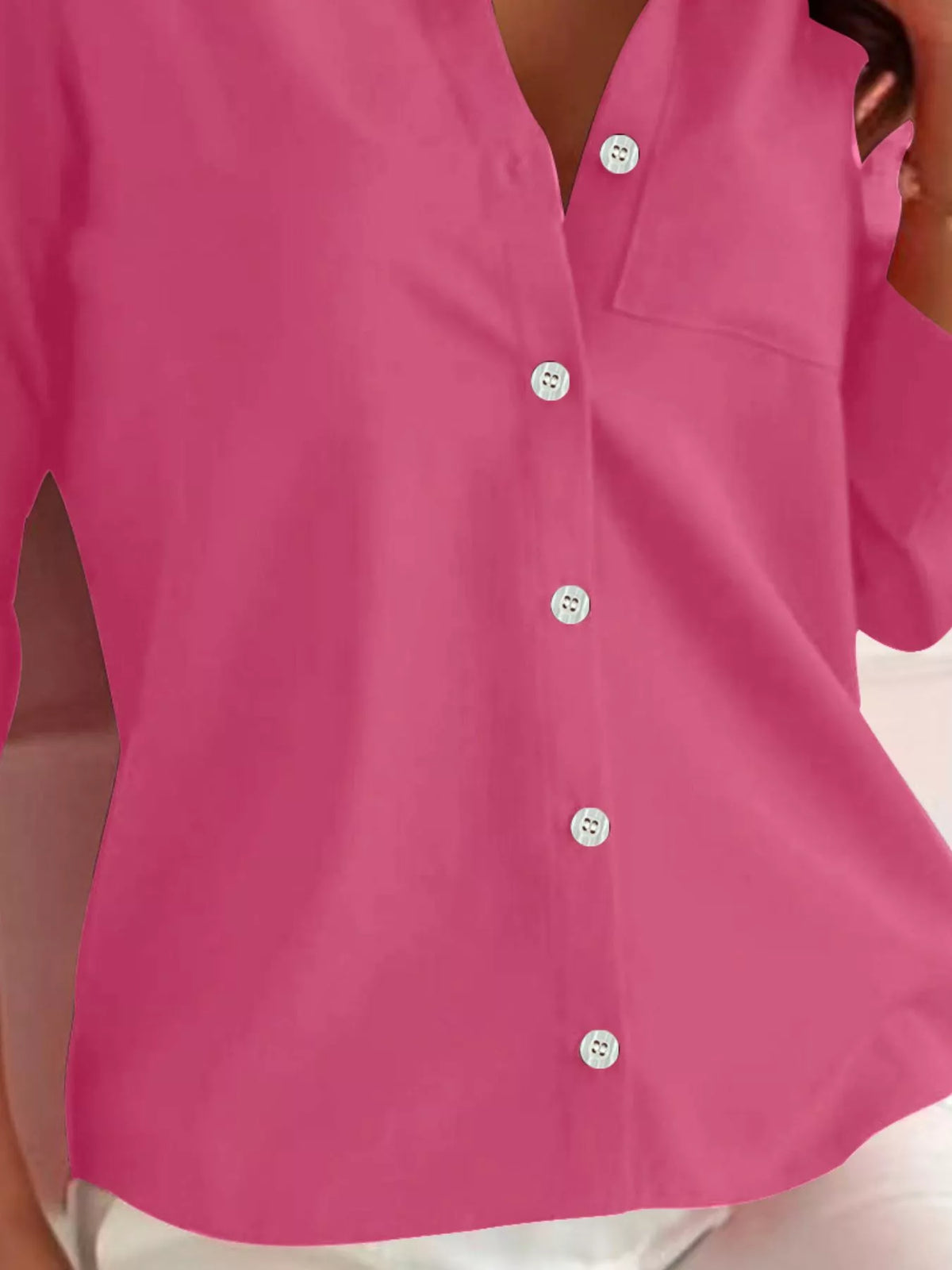 Trendsi Button-Down Roll-Up Sleeve Shirt -