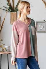 Trendsi Heimish Color Block Exposed Seam Ribbed T-Shirt - Shirts