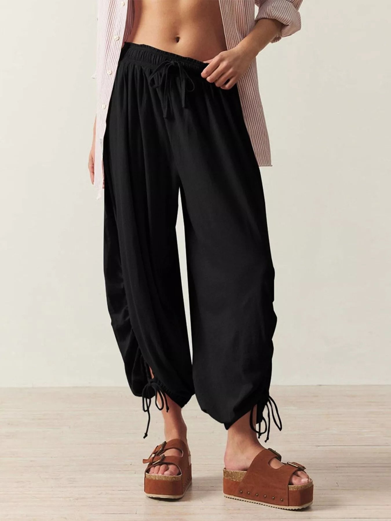 Trendsi Ruched Drawstring Harem Pants -