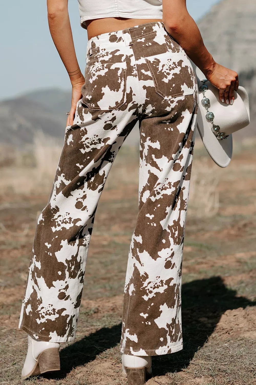 Trendsi Abstract Pattern Regular Fit Full-Length Western Style Jeans -