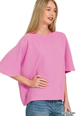 Trendsi Zenana Double Knit Short Sleeve Top -