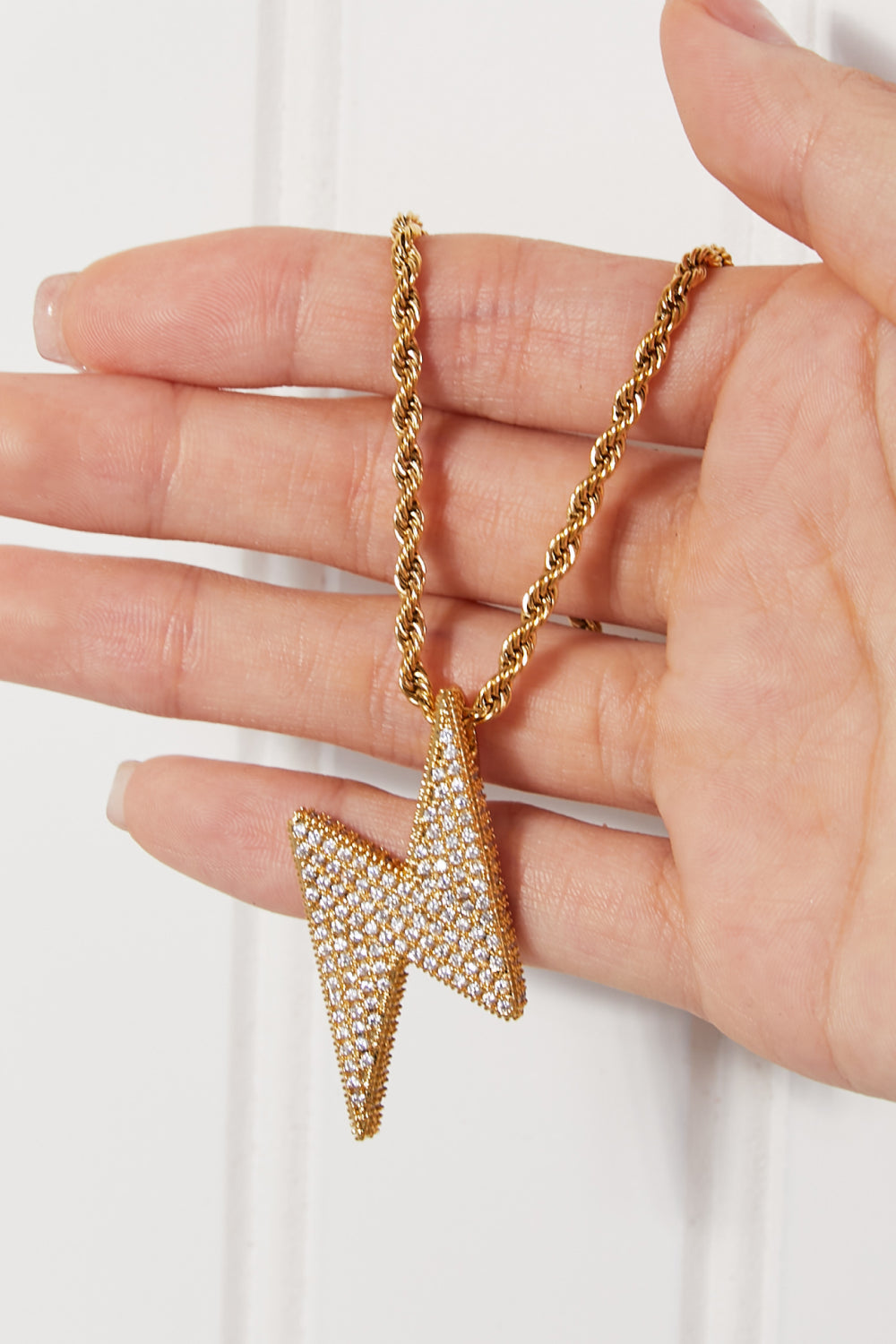 Women's Lightning Pendant Necklace Brass Cubic Zirconia Twisted Chain — product view 2