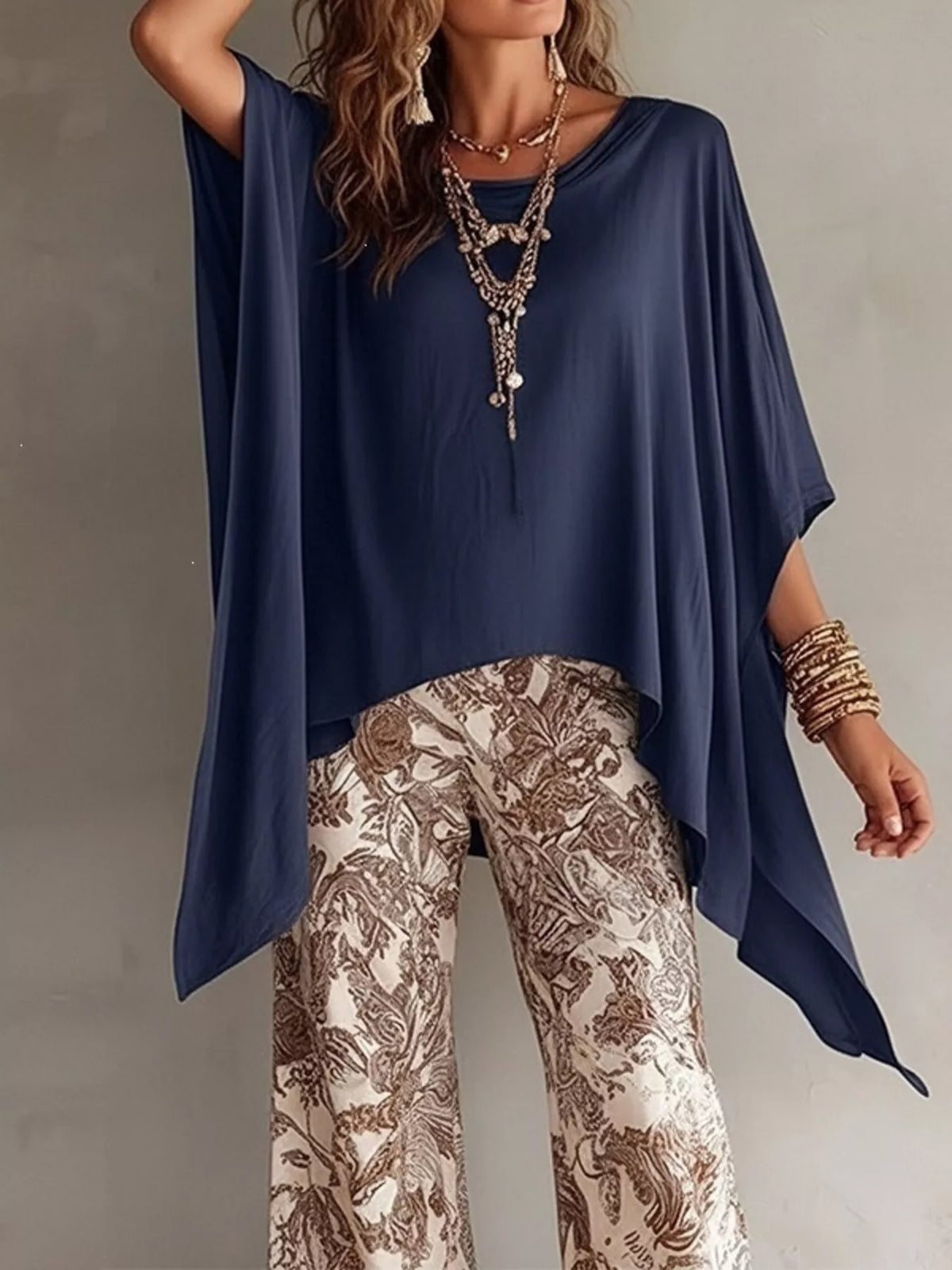 Trendsi Full Size Oversized Batwing Sleeve Flowy Top Plus Size -