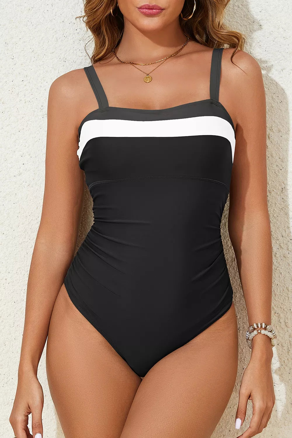 Trendsi Color Block Detail Adjustable Straps One Piece Swimsuit -