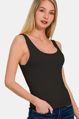 Trendsi Zenana Double Layer Round Neck Tank -