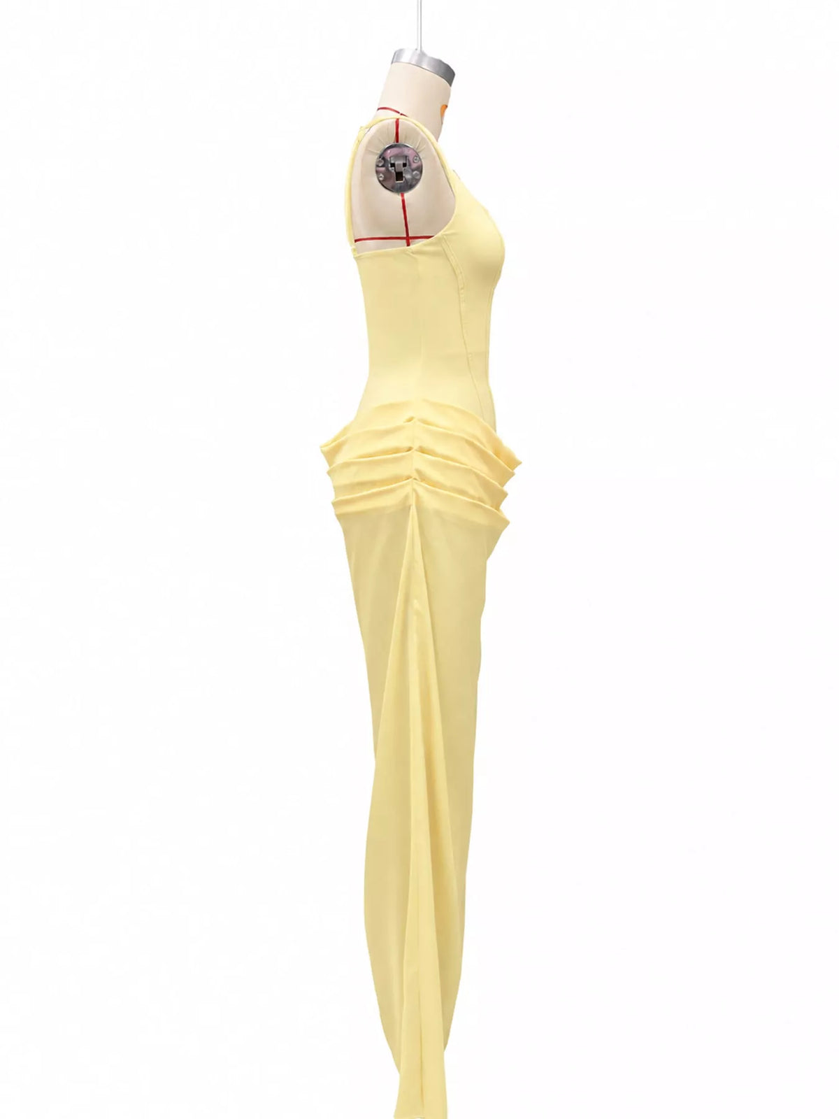 Square neck sleeveless maxi dress, side view