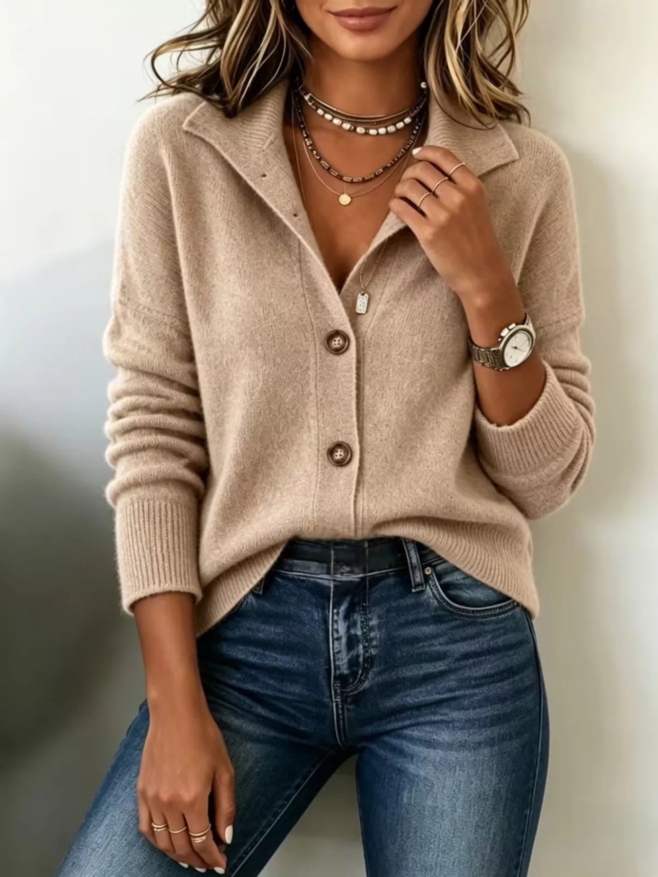 Trendsi Button-Down Knit Cardigan -