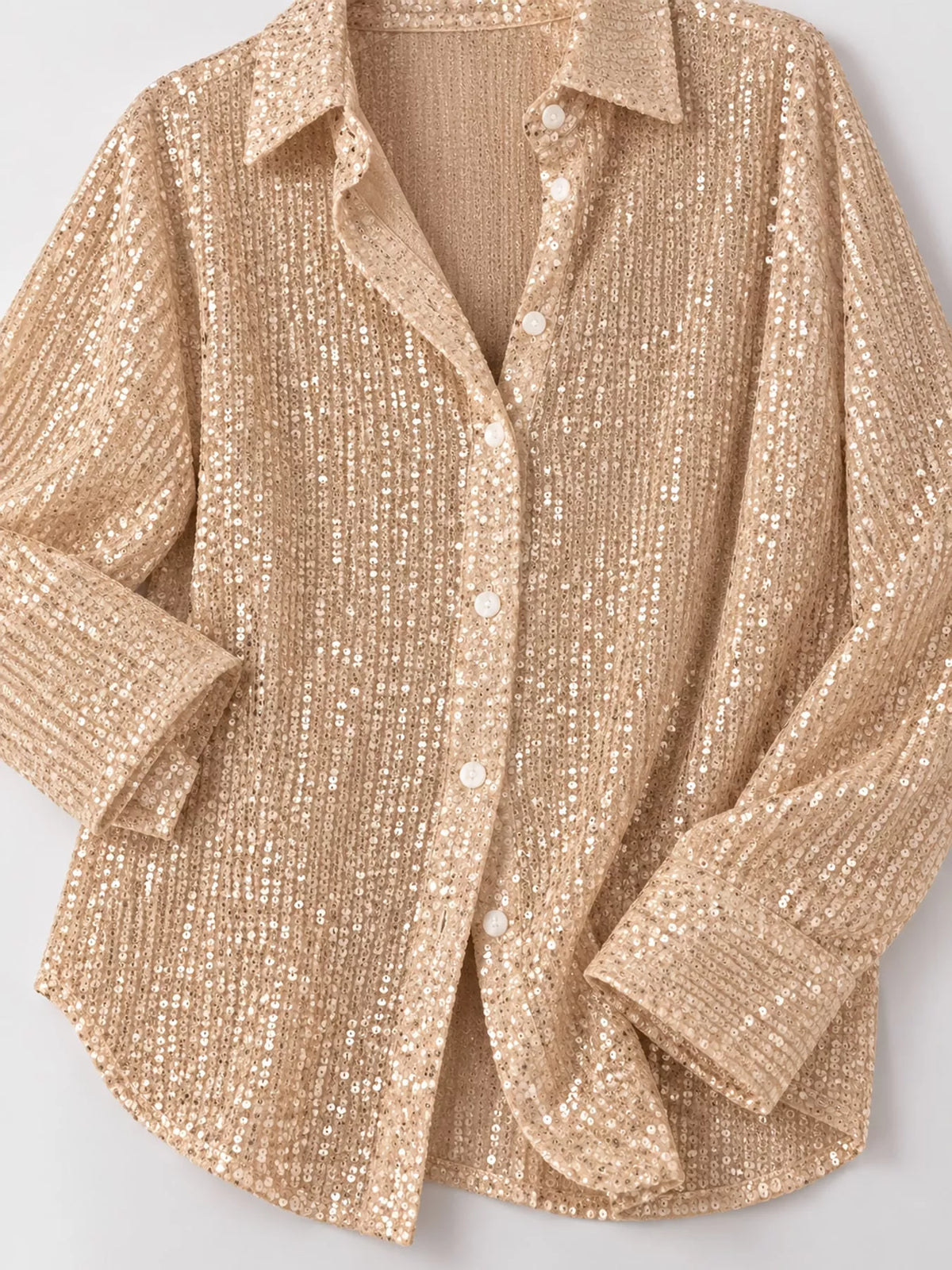 Sequin shirt, beige cuff detail