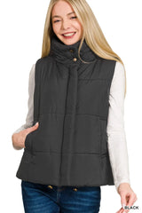 Trendsi Zenana High Neck Zip-Up Vest Coat -
