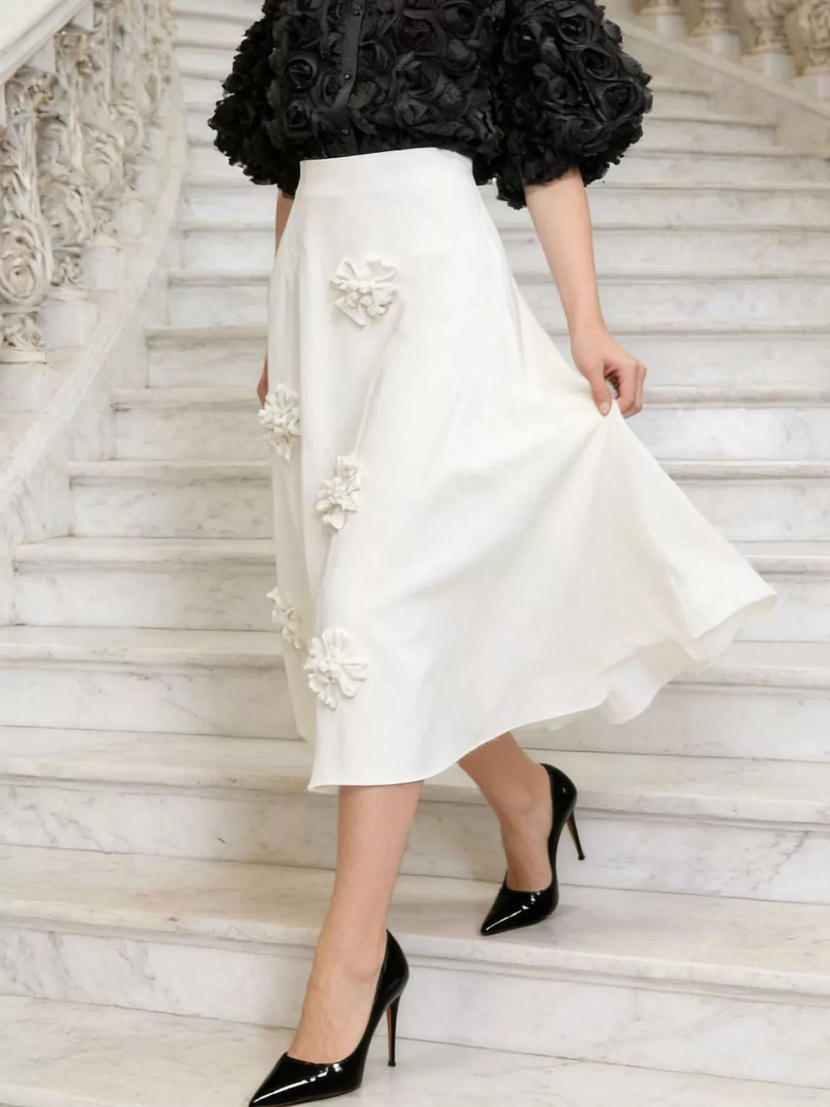 Trendsi Floral Embellished Midi Skirt -