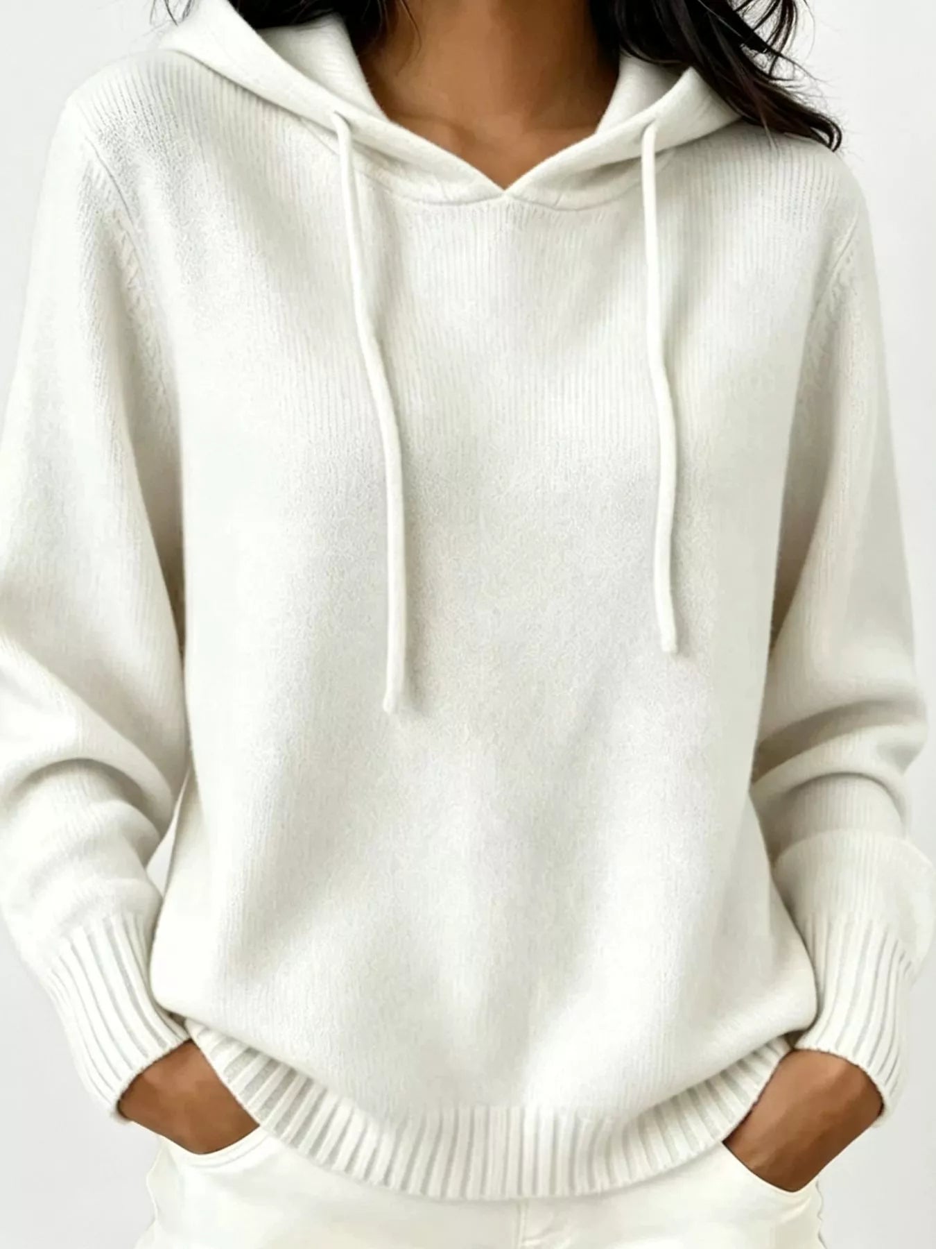Trendsi Cozy Ribbed Long‑Sleeve Hooded Sweater -