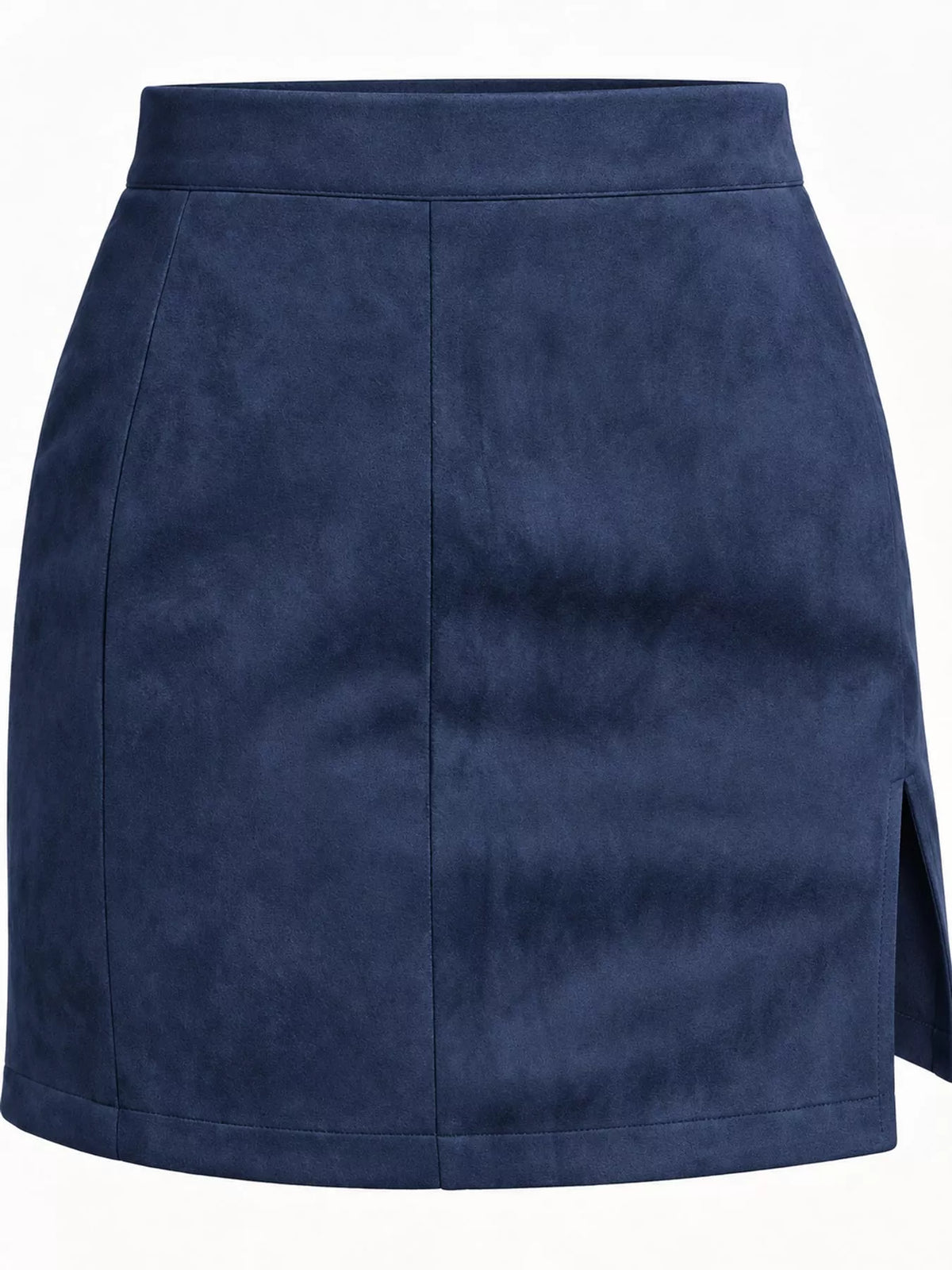 Zip-up mini skirt, navy flat angled front