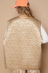 Trendsi POL Front Zipper Floral Pattern Quilted Vest Coat with Front Pockets -