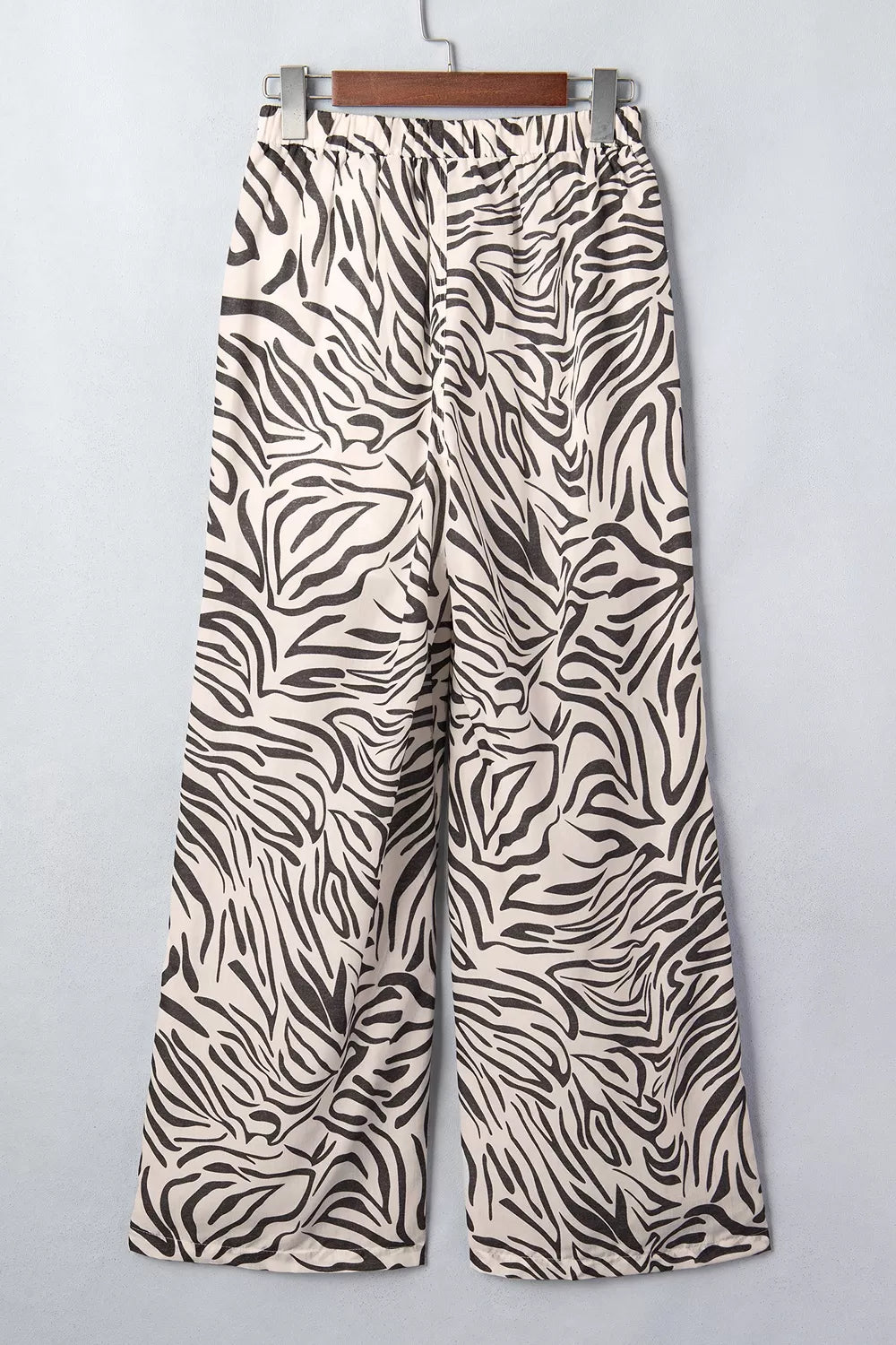 Trendsi Multicolour Western Print Zebra Pattern Elastic Waist Pocket Pants -