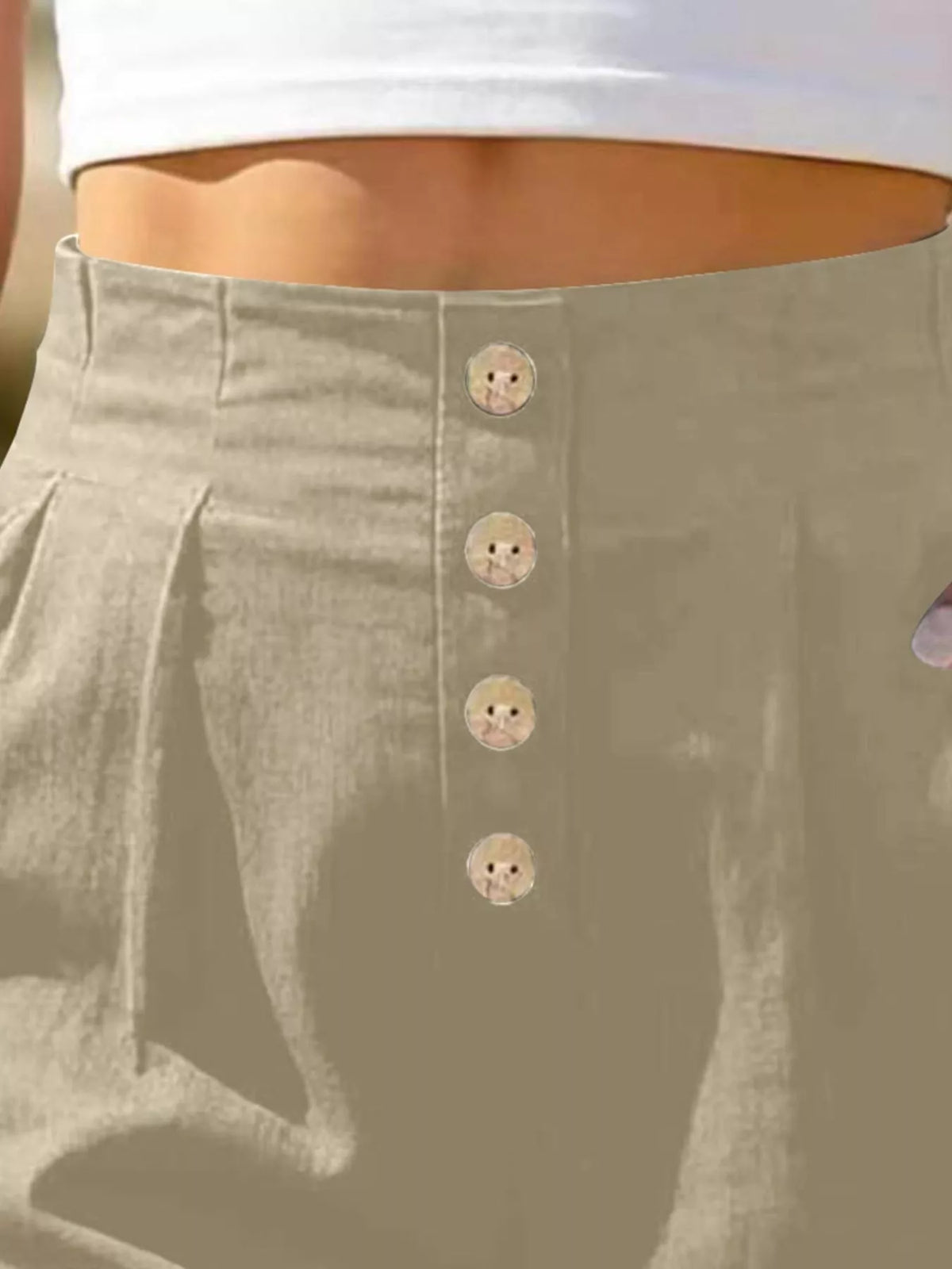 Trendsi Button Fly High Waist Shorts -