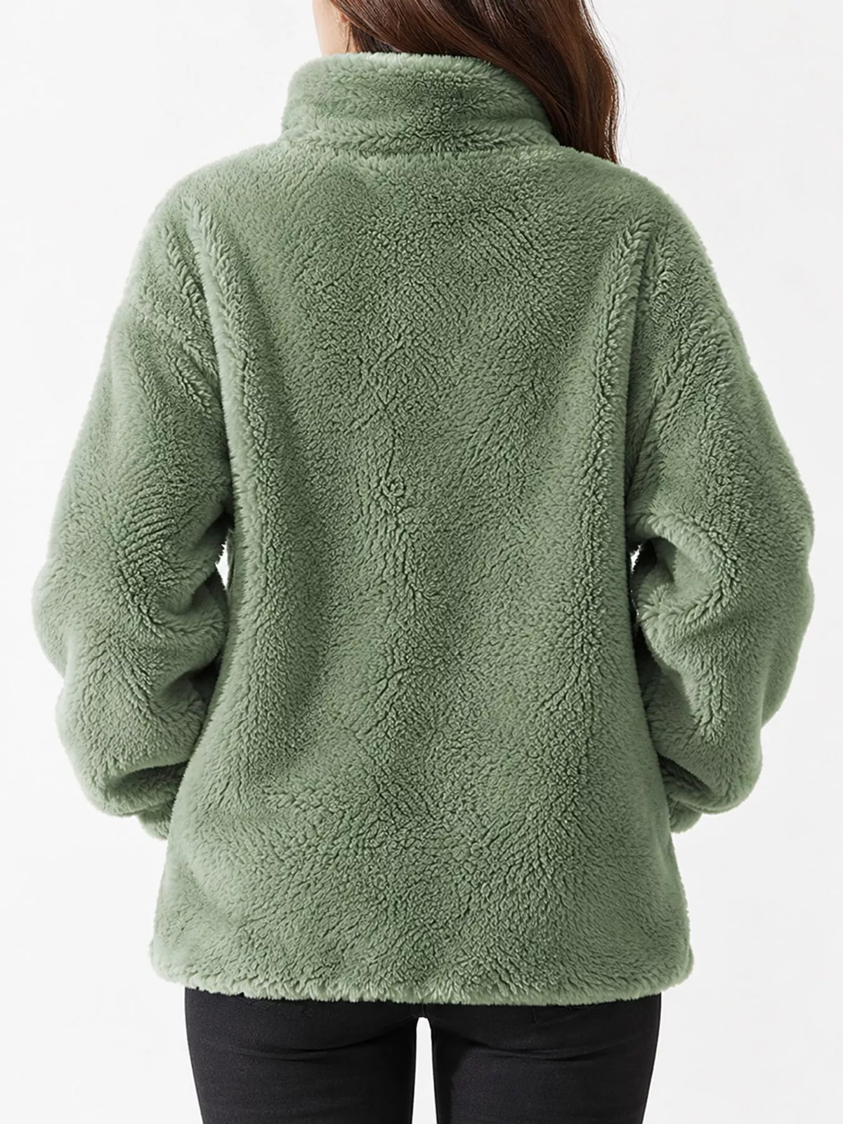 Faux-fur jacket, green back