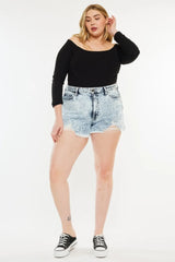 Trendsi Kancan Full Size Distressed High Waist Denim Shorts -