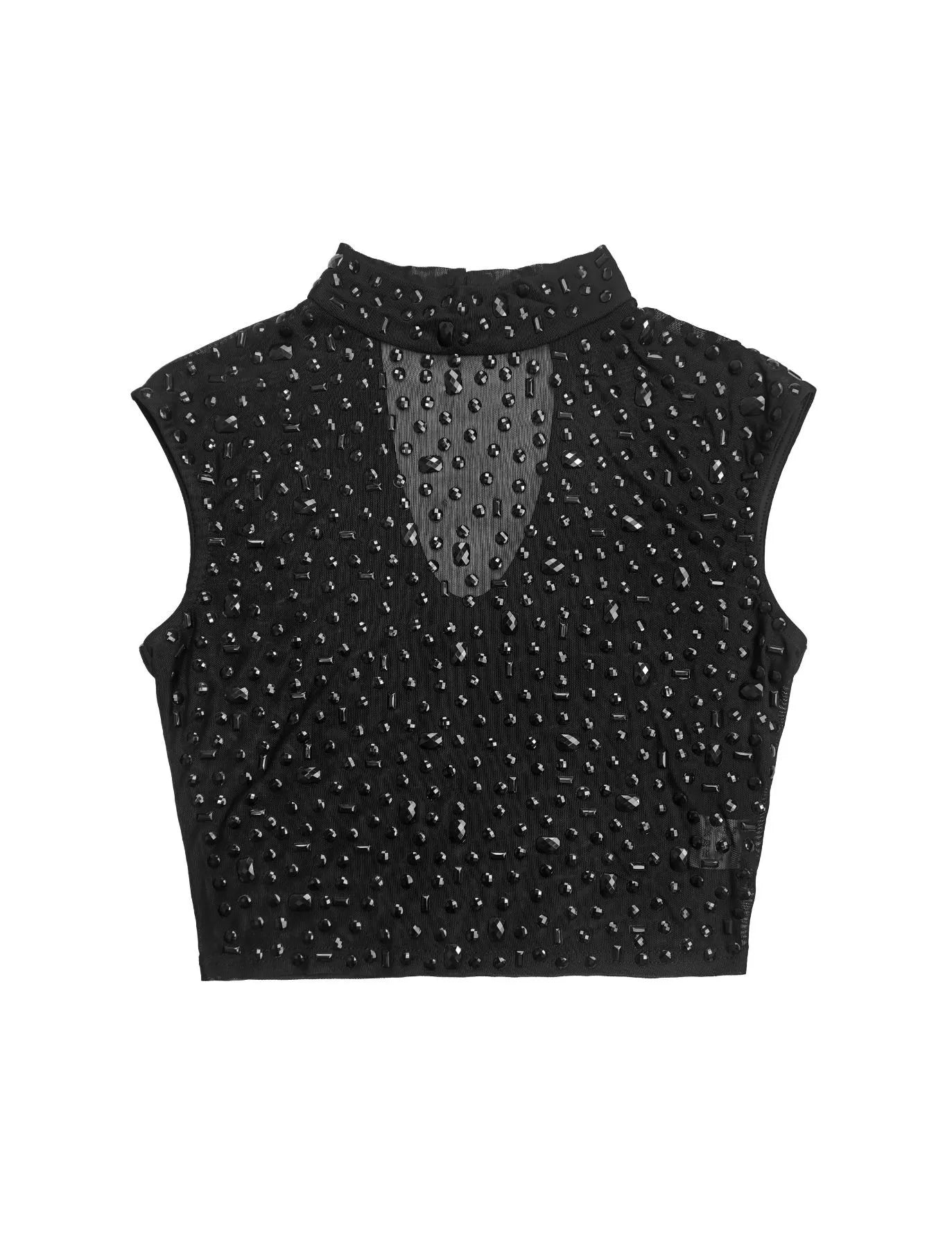 Trendsi Rhinestone Sleeveless Top and Skirt Set -