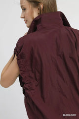 Trendsi Umgee Drawstring Hem Nylon Vest with Pockets -