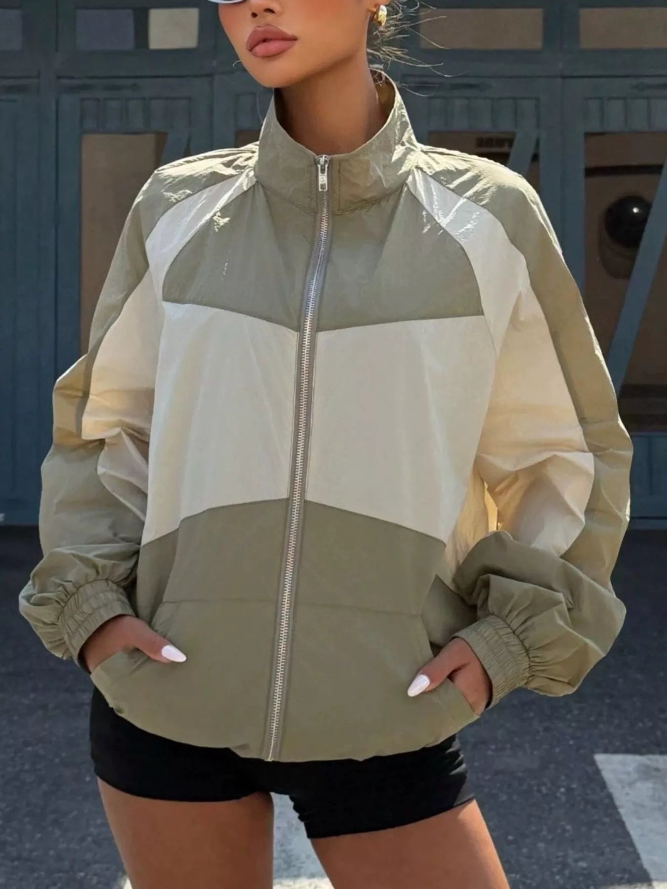 Trendsi Color Block Zip-Up Jacket -