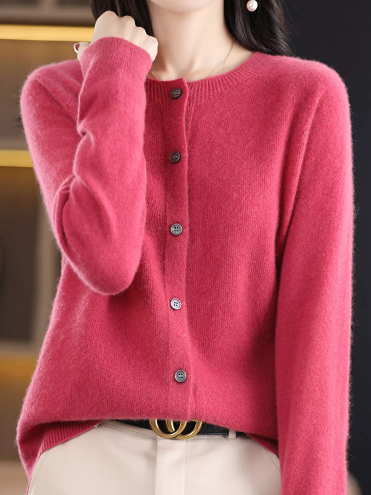 Ribbed cardigan, pink front