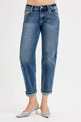 Trendsi RISEN Full Size Low Rise Crop Boyfriend Jeans Plus Size -