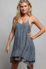 Trendsi POL Embroidered Adjustable Strap Mini Dress -