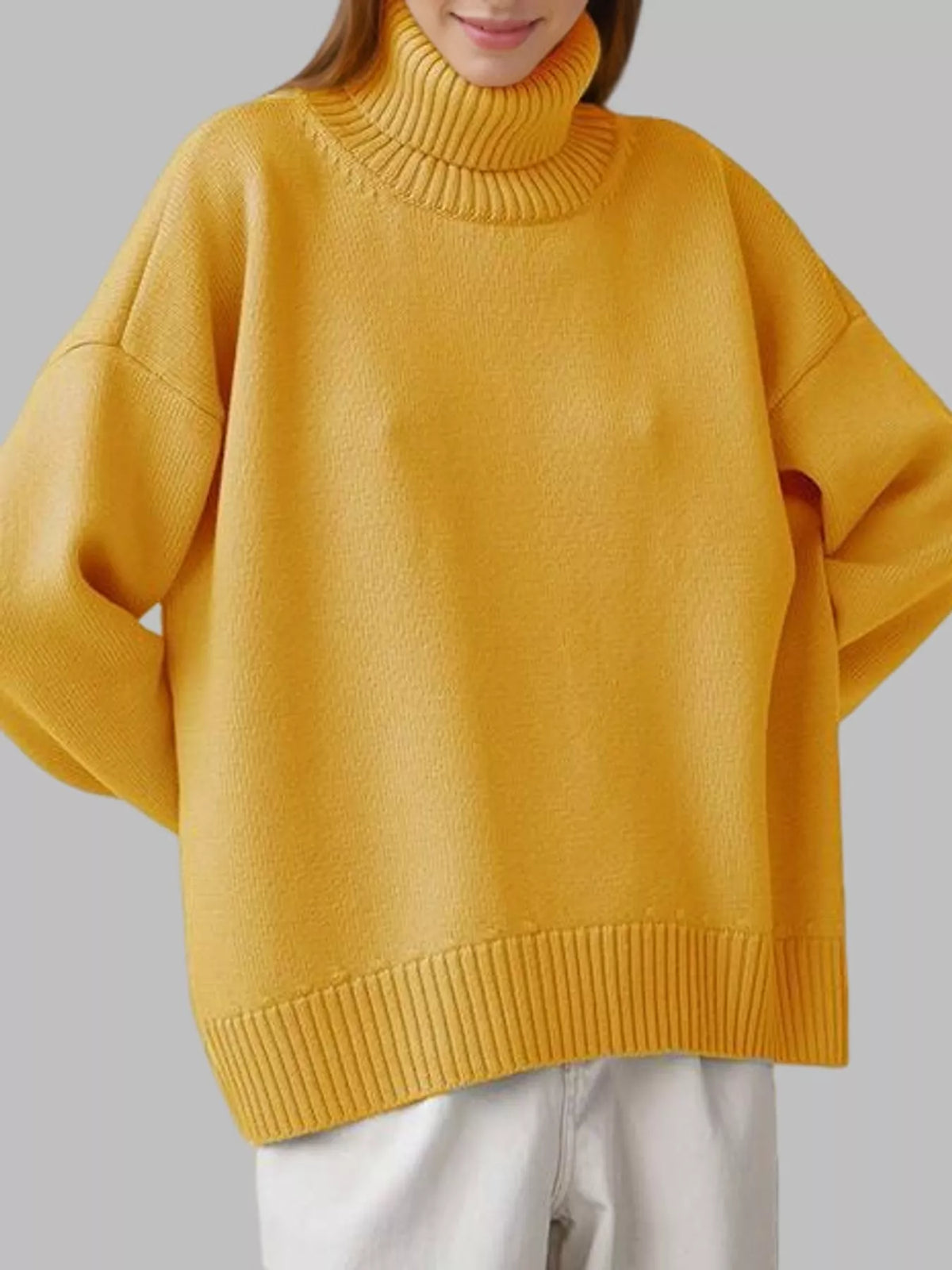 Turtleneck sweater, yellow front