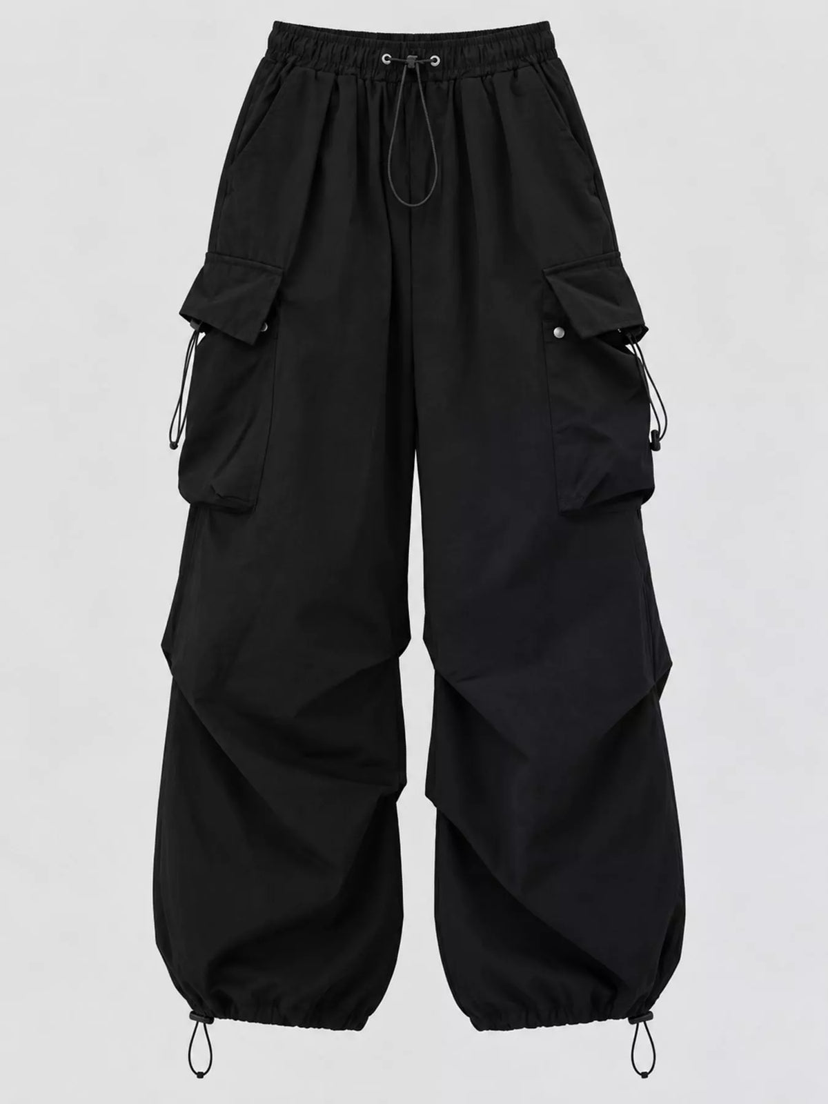 Black drawstring cargo pants