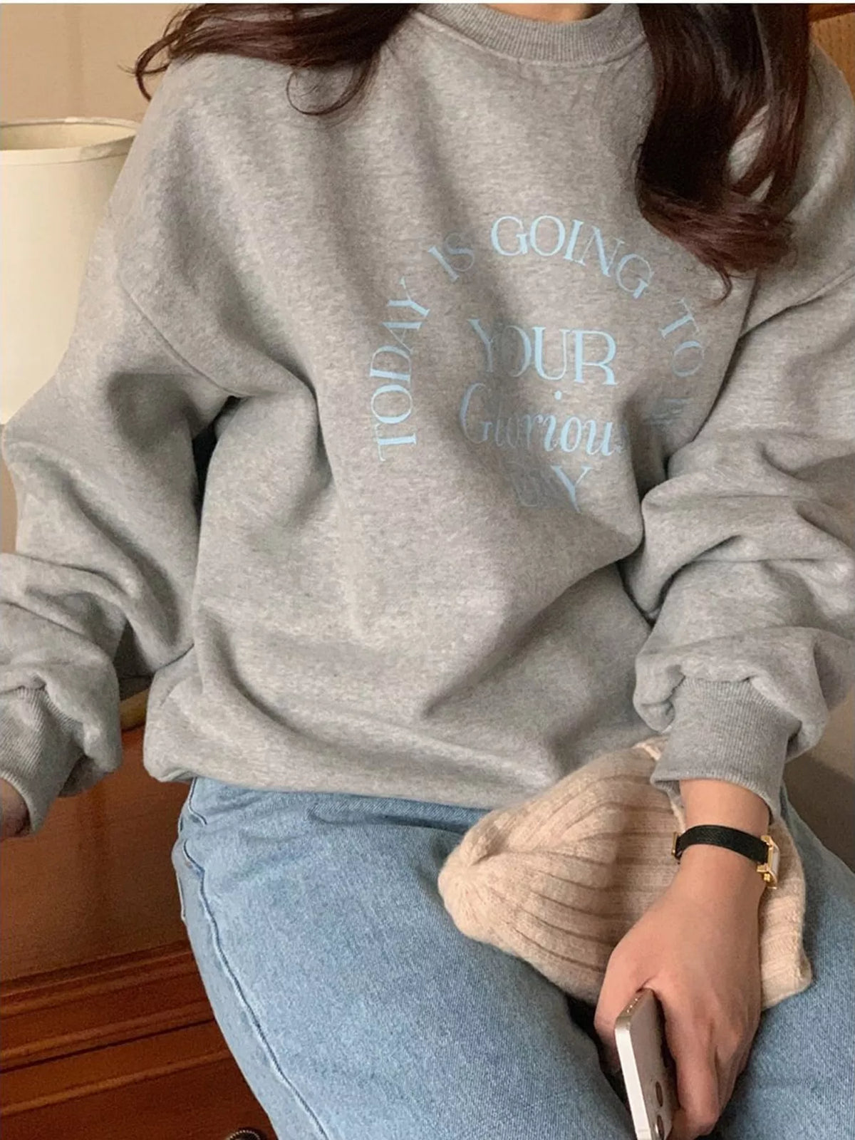 Oversized Graphic Crewneck Sweatshirt — front view