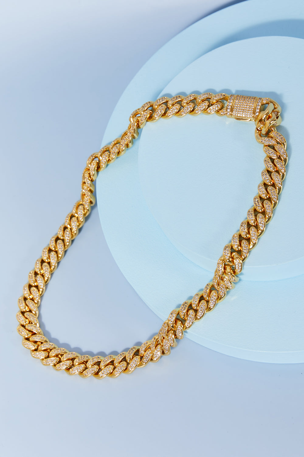 Women's Brass Curb Chain Necklace With Cubic Zirconia — product view 1