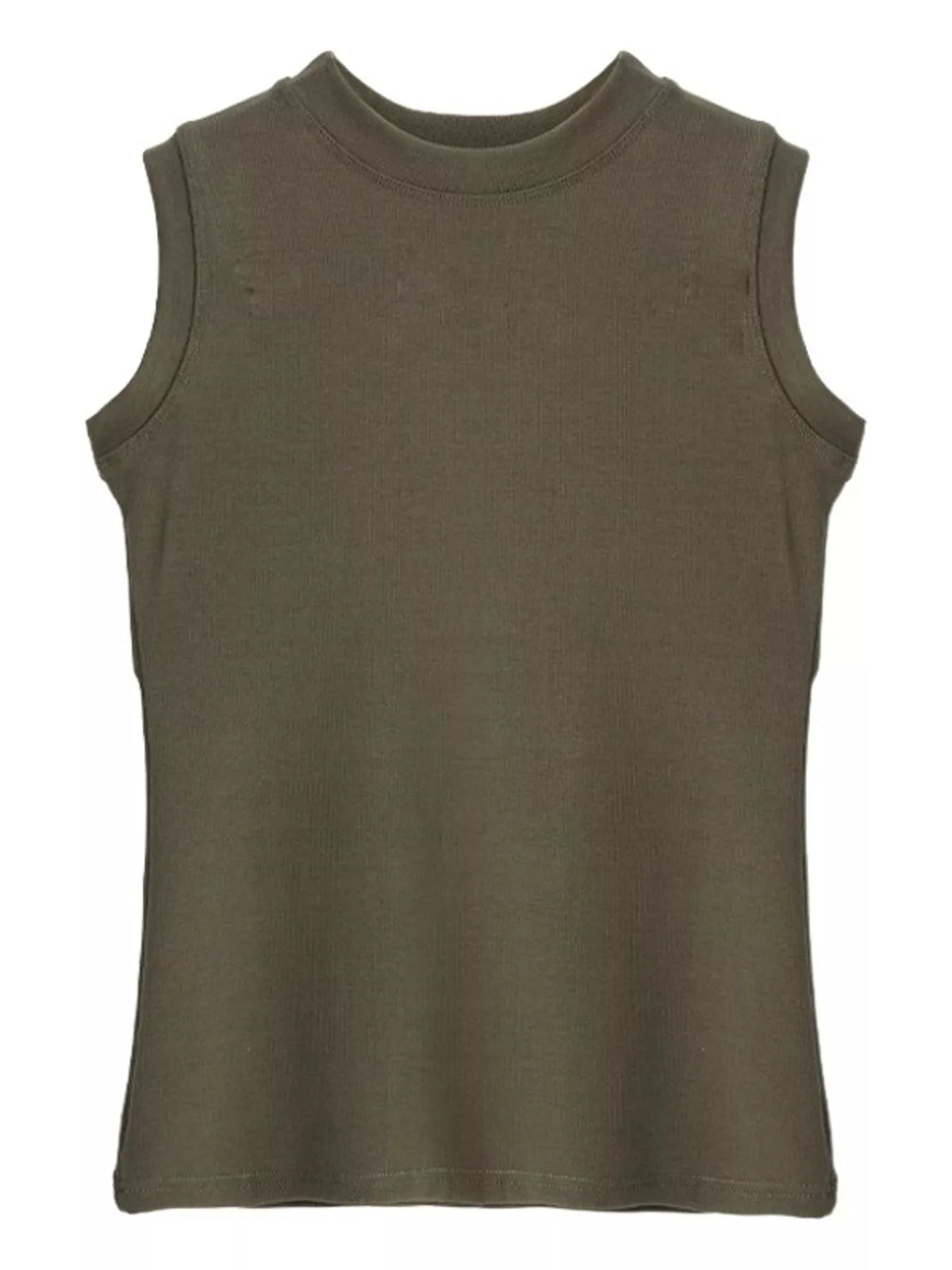 Slim-Fit Sleeveless Crew Neck Tank Top — garment front