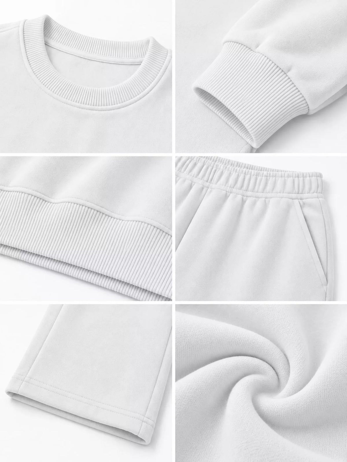 Crewneck Drop Shoulder Sweatshirt and Wide-Leg Pants Set — construction details