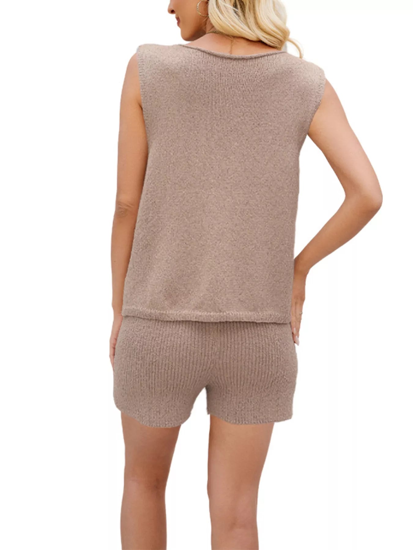 Trendsi Tie-Front Knit Tank and Shorts Set -