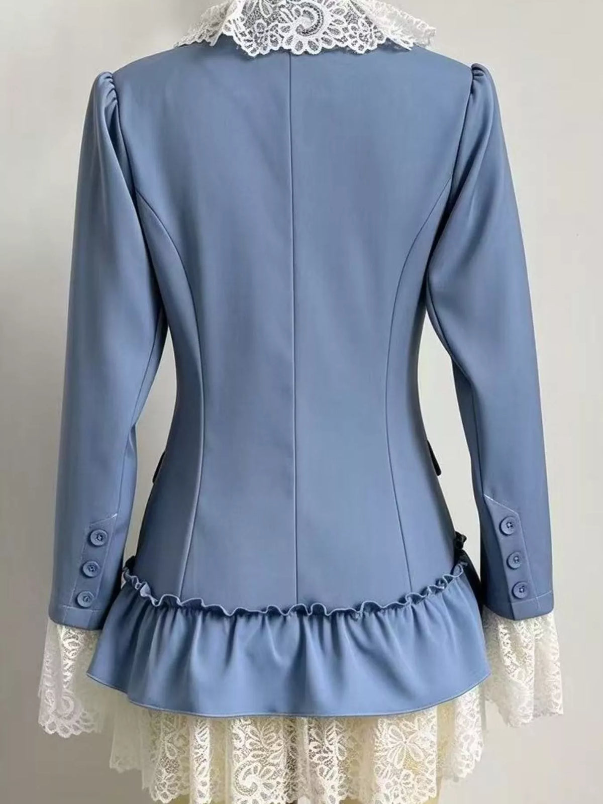Collared long sleeve mini dress, back view