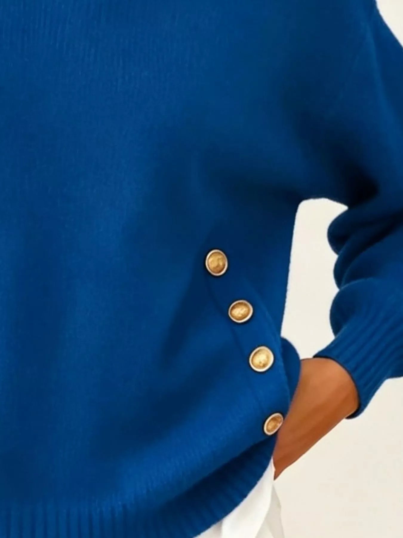 Trendsi Chic Collared Decor-Button Sweater -
