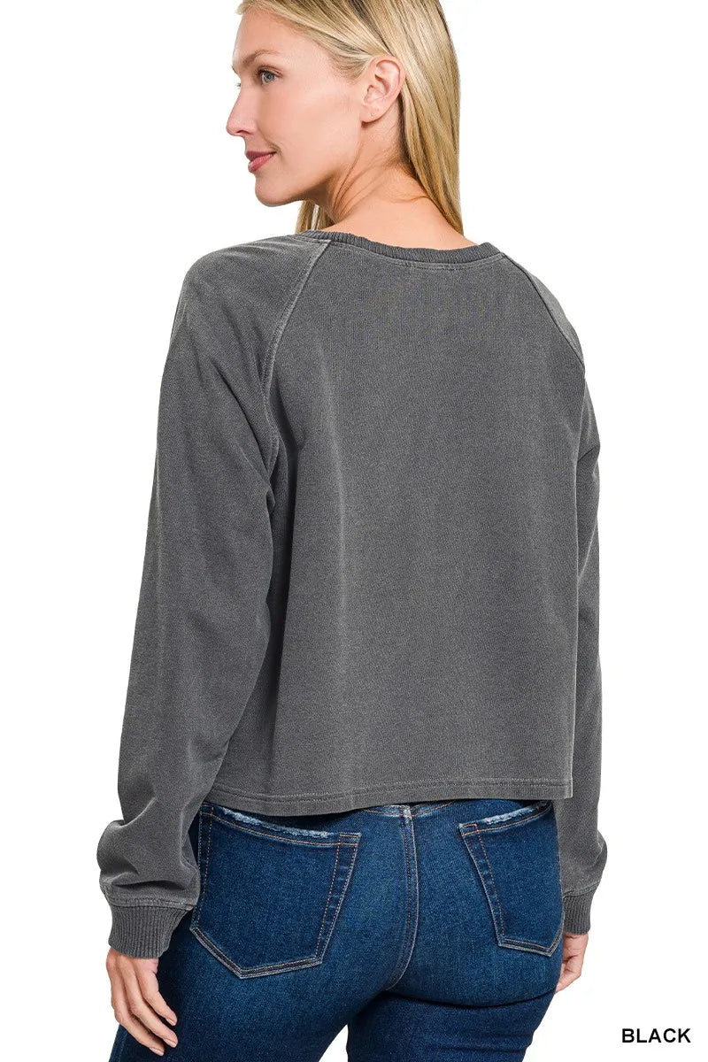 Women's Cropped Sweatshirt and Wide-Leg Pants Loungewear Set — product view 6